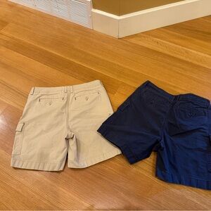 2 Pairs of L.L. Bean Women's Cargo Shorts in Tan and Navy Size 8 School Beach